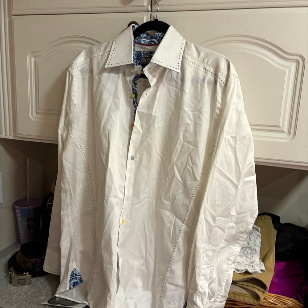 White Casual Button Down Shirt with Classic Collar